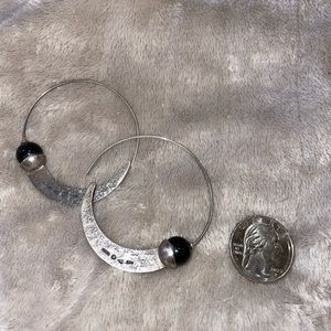 Silpada Sterling Silver Chalcedony Comet Tail Hoop Earrings